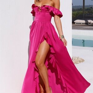 Elegant Pink Off-Shoulder Dress